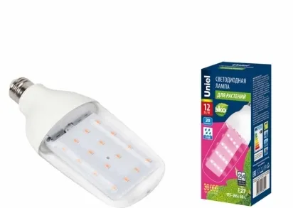 Лампа светодиодная для растений Uniel E27 12W прозрачная LED-B82-12W/SPBR/E27/CL PLP33WH UL-00007647
