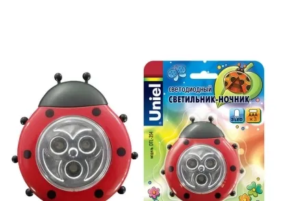 Светодиодный светильник Uniel DTL-354 Божья Коровка/Red/3LED/3AAA 07717